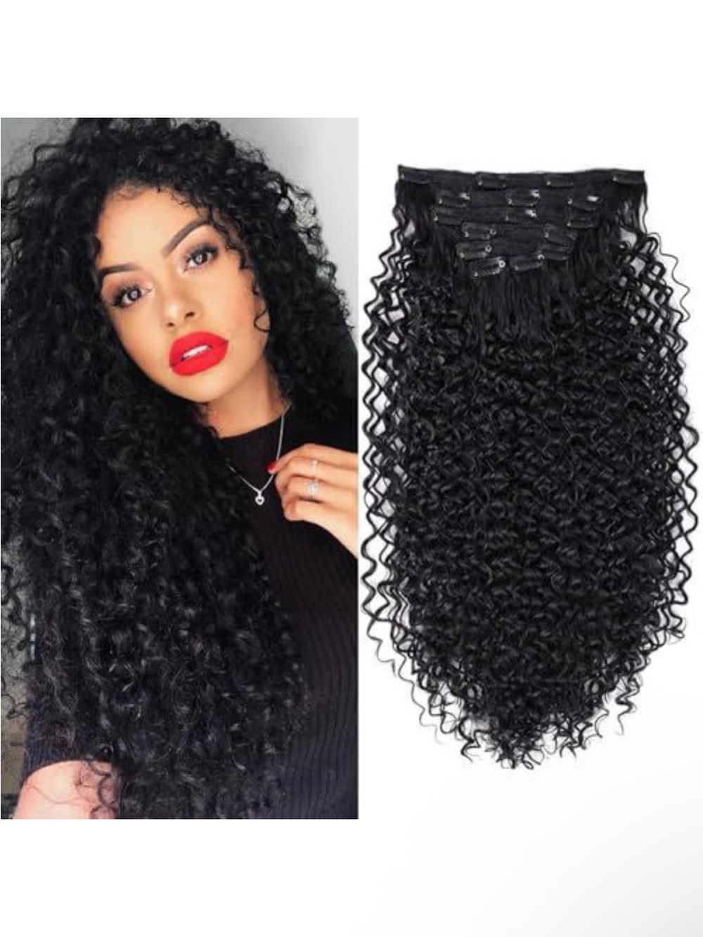 Black Clip-In Curly Hair Extensions - Natural Black
